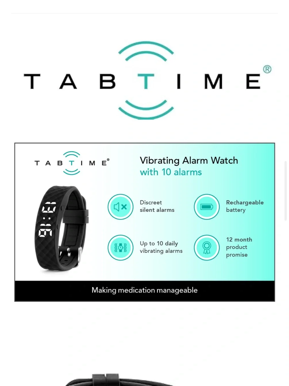Tabtime Vibrating Reminder Watch up to 10 Personal Alarms Reminders per Day S